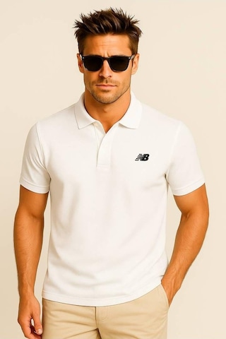 New Balance Beyaz Classic Basic Logo Polo Yaka Pike Tişört Mnt3415-wt Beyaz