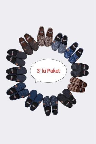 3'lü Paket Gz Kışlık Gondol Ev Terliği Çeyiz Bohça Seti Açık Kahve