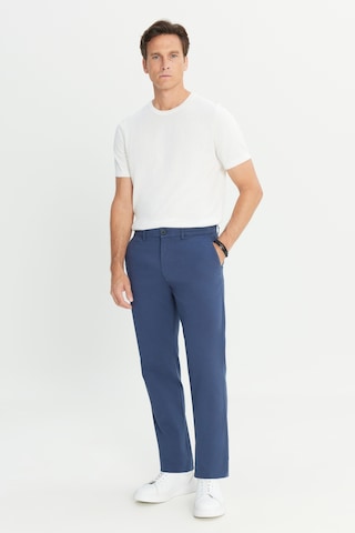 AC&Co / Altınyıldız Classics Erkek Indıgo Pamuklu Comfort Fit Rahat Kesim Yan Cepli Armürlü Esnek Pantolon İndigo