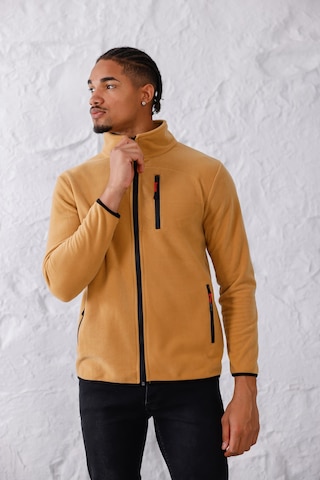 Monox Erkek Biyeli Fermuarlı Spor Polar Ceket Camel