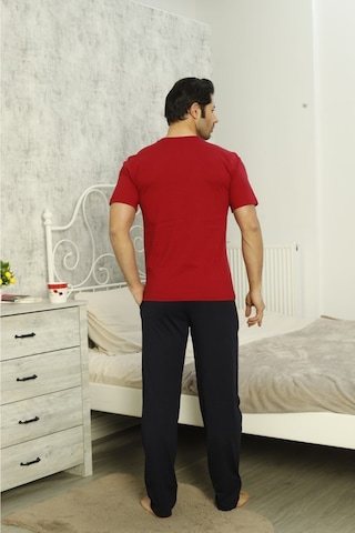 Alissa Erkek Pijama Şort 3 Lü Damat Çeyiz Seti 4010 Bordo