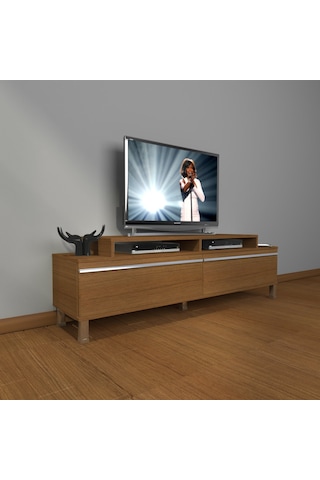 Decoraktiv Ekoflex 4 Mdf Krom Ayaklı Tv Ünitesi Tv Sehpası Ceviz