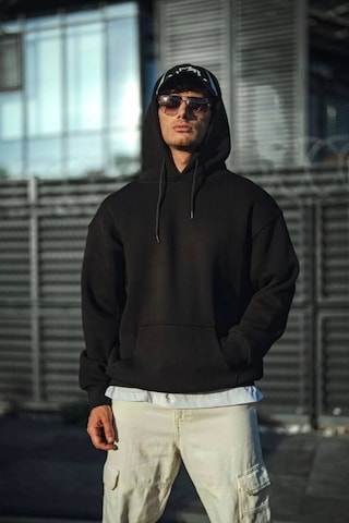 Mbb E-ticaret Erkek 3 İplik Pamuklu Kapüşonlu Basic Sweatshirt Hoodie - Siyah