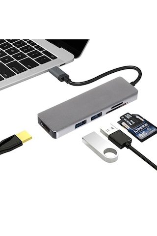 Type-C Hdmı 4K Usb 3.0 Sd Tf Kart Okuyucu Kablo Adaptör Çoklayıcı