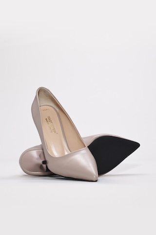 Hakiki Deri Kadın İnce Topuk Ayakkabı 215za1882 Vizon