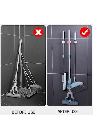Paspas Süpürge Fırça Ve Mop Askısı Sap Tutucu Mop Gri 4'lü