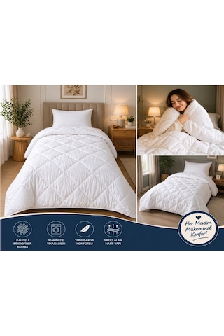 2 Adet Bella Home Mikrofiber -beyaz- Tek Kişilik Yorgan 155x215