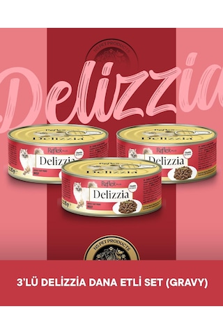 Reflex Plus Delizzia Yetişkin Dana Etli Gravy Kedi Maması 3x85 Gram