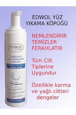 Edwol Tazeleyici ve Nemlendirici Yüz Temizleme Köpüğü 200 ML