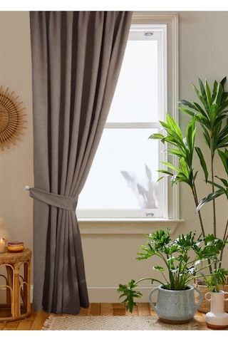 Home Color Home Kahve Petek Kadife Dokulu Fon Perde 140x260 Düz Dikişli Ekstrafor Büzgü Kahverengi