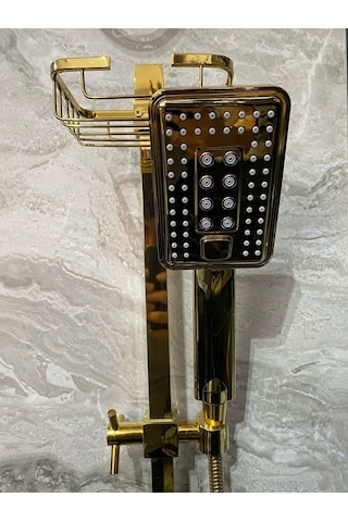 İsaoğlu Yapı Parlak Gold Altın Premium Duş Seti Altın Duş Başlığı Altın Duş Seti Gold Banyo Seti Gold
