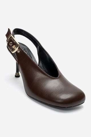 Luvi Shoes Flarıs Kahverengi Cilt Kadın Topuklu Ayakkabı
