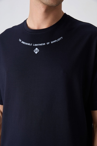 Tommy Life Lacivert Pamuklu Kalın Yumuşak Dokulu Oversize Fit Baskılı Erkek T-shirt - 88343 Lacivert