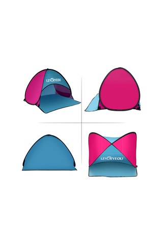 Moveevo Güneş Koruyucu Otomatik Açılır Kumsal Yüz/kafa Tentü, Hızlı Kurulum, Cep Telefonu Bölmesi, Taşınabilir Çanta Sarı-turuncu Çok Renkli