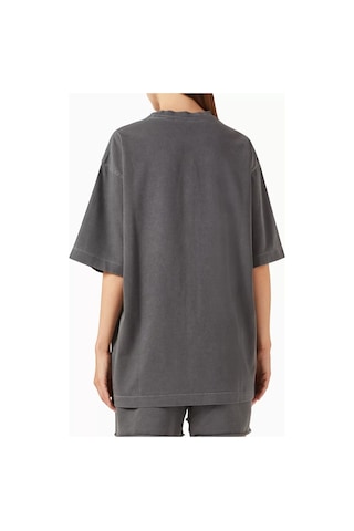 Enandı Garment Dyed Pamuklu Oversize T-shirt, Rahat Ve Vintage Dokunuşlu Koyu Gri