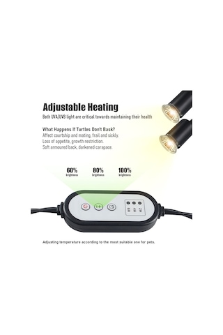 Yifomall Kaplumbağa İçin İki Başlı Isınma Lambası - Uvb Ve Kalsiyum Takviyesi, Otomatik Zamanlayıcı, 50w, Savaşkan Hayvanlar İçin Isıtıcı Ve Işık Kaynağı Gümüş