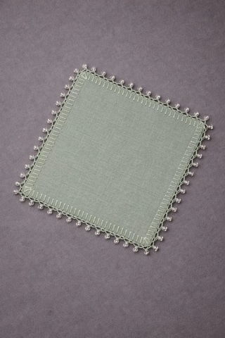 Kristal Boncuk Detaylı Nil Yeşili Sunum Peçetesi 20x20 Cm 1 Adet