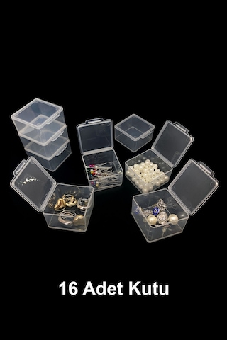 Plastik Şeffaf Küçük Kutu 4.5 x 4.5 x 2.5 CM 16 Adet Şeffaf