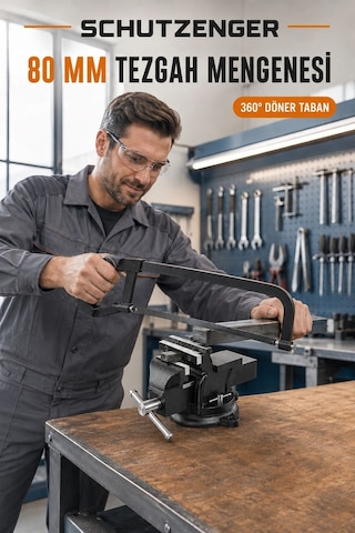 Çelik Kollu 80mm Sabit Mengene Dönerli Taban Tezgah Mengenesi N-6891