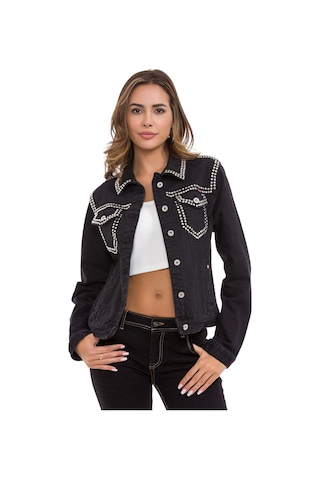 Wj213 Kadın Gümüş İşlemeli Denim Ceket 001