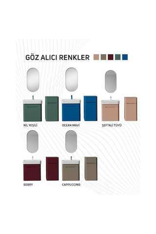 Creavit Colorit Çekmeceli Lavabo Dolabı 60 Cm Ve Ayna Nil Yeşili
