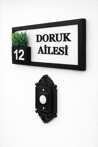İsimli Kişiye Özel Ahşap Kapı İsimliği Çiçekli 10x20 Cm Mdf Dekoratif Kapı Tabelası