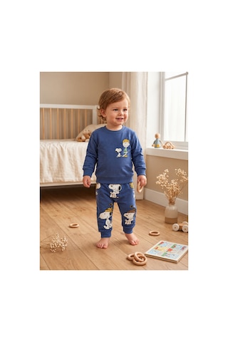 Omeca Concept Snoopy Baskılı Bebek Erkek 2 Li Sweatshirt Eşofman Takımı Lacivert