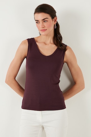 Lela Slim Fit V Yaka Kalın Askılı 2' Li Paket Bayan Bluz 5864384S2 Siyah-Vişne
