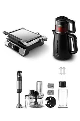 Philips HD6301/90 Tost Makinesi + Philips Blender Set HR2695/01+ Philips Çay Makinesi HD7301/00