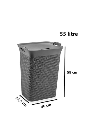 Omnipazar Sy-4630 Plastik Safir Kirli Çamaşır Sepeti 55 Lt Antrasit Antrasit