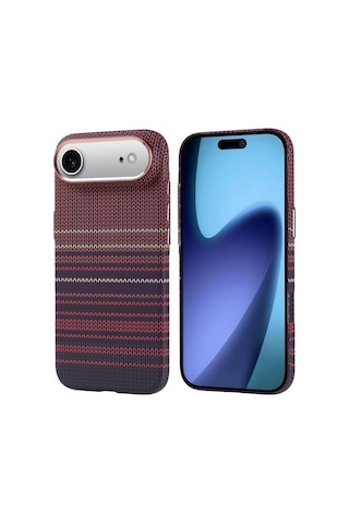 Zore Apple iPhone Uyumlu 17 Air Kılıf M-safe Şarj Özellikli Karbon Fiber Görünümlü Omsy Nekst Kapak - Kırmızı
