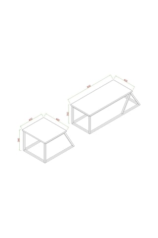 Prisma Orta Sehpa, Metal Ayak Masa, 2'li Zigon Sehpa, Traverten