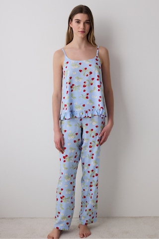 Penti Strawberries Chally Açık Mavi Atlet Pijama Üstü
