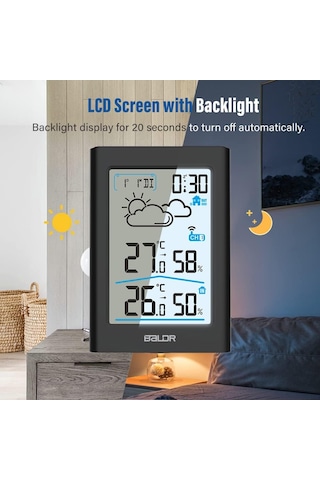 Mufunye Dış Mekan Sensörlü Kablosuz Hava İstasyonu, İç Mekan Dış Mekan Termometresi, Higrometre, Hava Durumu Tahminli Kablosuz Oda Termometresi