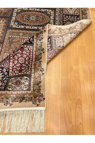 Yuvarlak Geometrik Desenli 150 X150 Cm İpek Halı Yeşil