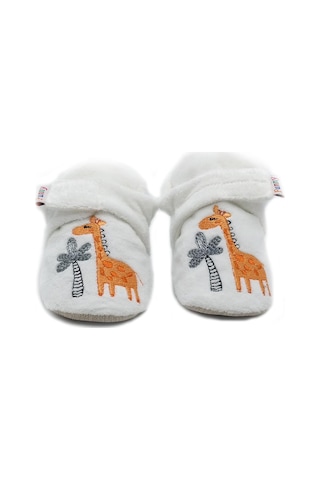 Funny Baby Nakışlı Cıtlı Rahat Panduf Esnek Ergonomik Yumuşacık Taban Özel Tasarım Organik Rahat Hava Alır Yüzey - Ekru