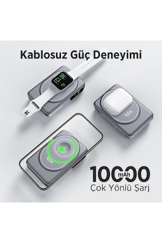 Tpb16 10.000 Mah Oled Ekranlı Manyetik Kablosuz Powerbank 20w Pd Hızlı Şarj Ve 15w Magsafe Gri