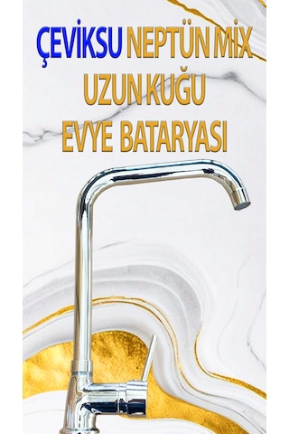 Neptün Mix Uzun Kuğu Model Evye Bataryası Krom