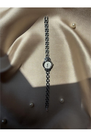 Retro Minimal Hasır Kordon Vintage Kadın Kol Saati Gümüş Gümüş