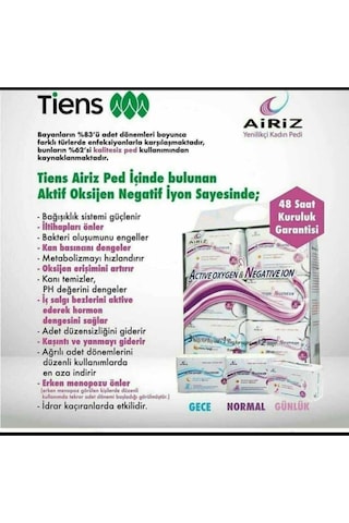 Tiens Airiz Hijyenik Kadın Pedi 6'Lı Set 98 Adet Organik