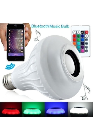 Akıllı Led Ampul 12w Rgb, Bluetooth Hoparlör Ve Uzaktan Kumanda, E27 Beyaz Işık Müzik Ve Aydınlatma Çok Renkli