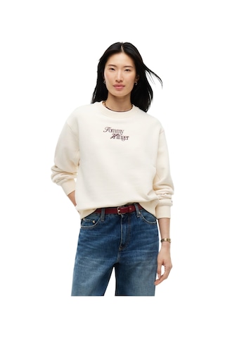 Tommy Hilfiger Scrıpt Regular C-nk Swt Kadın Bej Sweatshirt - Ww0ww51598