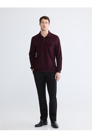 Lcwaıkıkı Classic Bordo Polo Yaka Erkek Sweatshirt