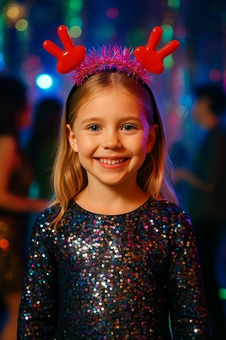 Kpop Kore Style Çocuk Kırmızı El Figürlü Pembe Simli Saç Bandı Yılbaşı Yeni Yıl Parti Tacı Işıltılı