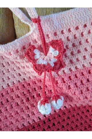Youngcraft El Örgüsü Pembe Tonlarında Renkte Omuz Çantası