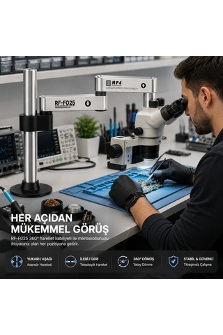 Rf-fo25 Profesyonel 360 Hareketli Mikroskop Tutucu Stand Titreşim Engelleyici Metal Kol