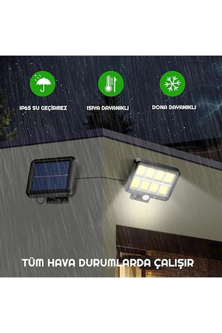 120 Led Solar Panel Güneş Enerjili 3 Mod Duvar Lambası Ayrı Panel Kablolu Bahçe Aydınlatma