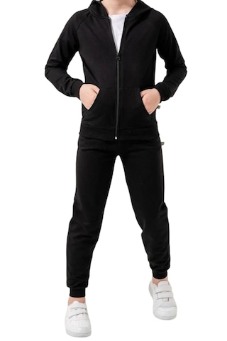 Erkek Çocuk /kız Çocuk Düz Siyah Renk Fermuar Kapamalı Eşofman Takımı Siyah