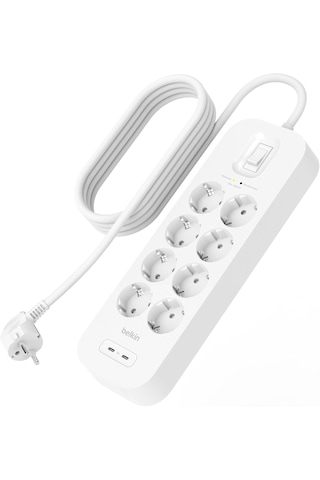 Belkin 8'li Yüksek Gerilim Korumalı Çoklu Priz, 2x Pd Usb-c