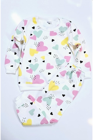 Kalpli Kız Çocuk Pijama Takım KREM Krem